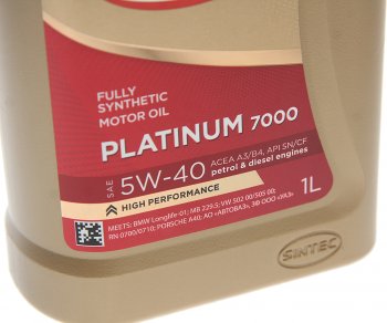 669 р. Масло моторное Platinum 7000 SNCFA3B4 5W40 синт.1л SINTEC SINTEC 600138  с доставкой в г. Керчь. Увеличить фотографию 2