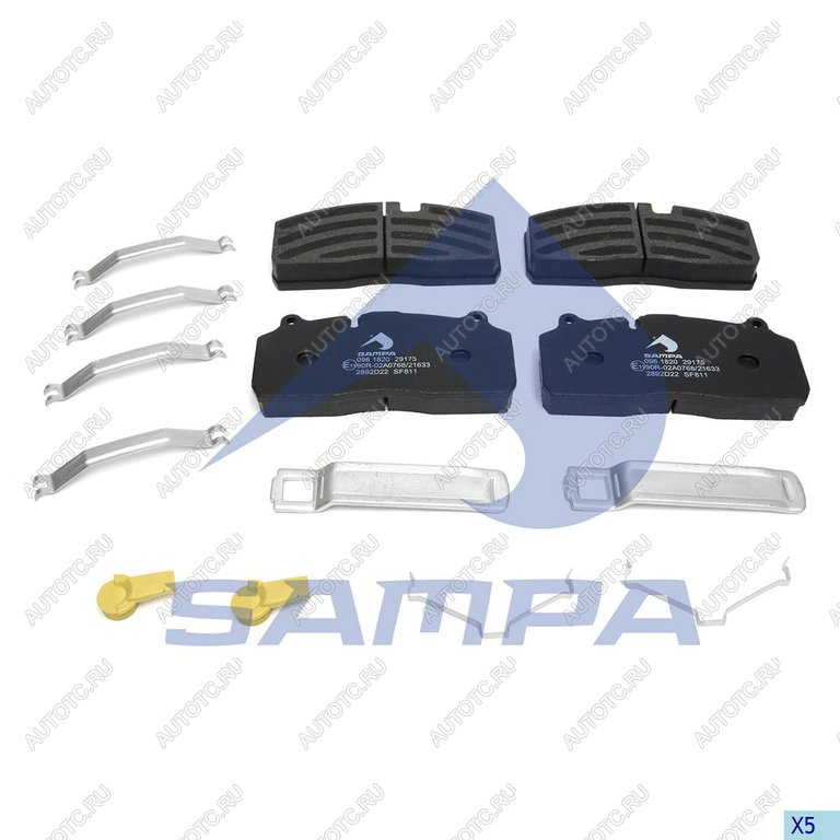 6 599 р. Колодки тормозные КАМАЗ-5490 SAF B9-22S передн.задн. с отв.под пятаки (210х93.8х30мм) (4шт.) SAMPA SAMPA 096.1820-01  с доставкой в г. Керчь
