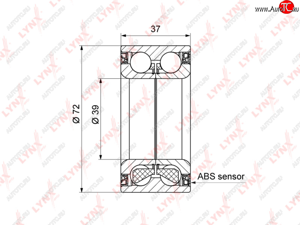 3 499 р. Подшипник ступицы MAZDA 2 (05-) передней LYNX LYNX wb1425  с доставкой в г. Керчь