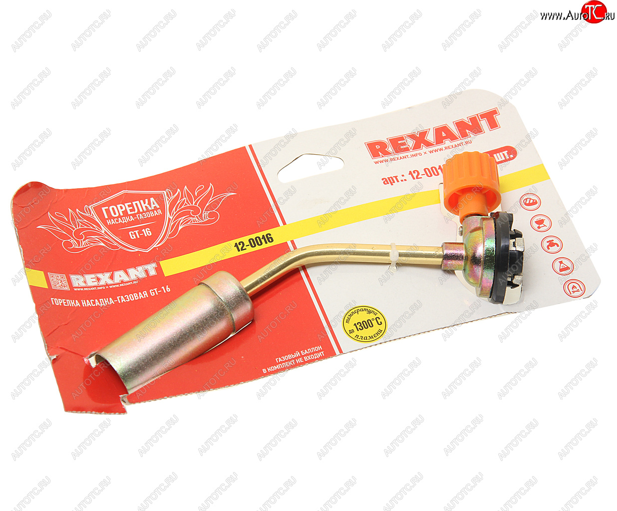 369 р. Горелка газовая под цанговый баллон без пьезоподжига GT-16 REXANT REXANT 12-0016  с доставкой в г. Керчь