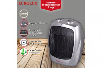 2 199 р. Тепловентилятор бытовой 1.80кВт (18кв.м) настольный белый EUROLUX EUROLUX 6726  с доставкой в г. Керчь. Увеличить фотографию 7
