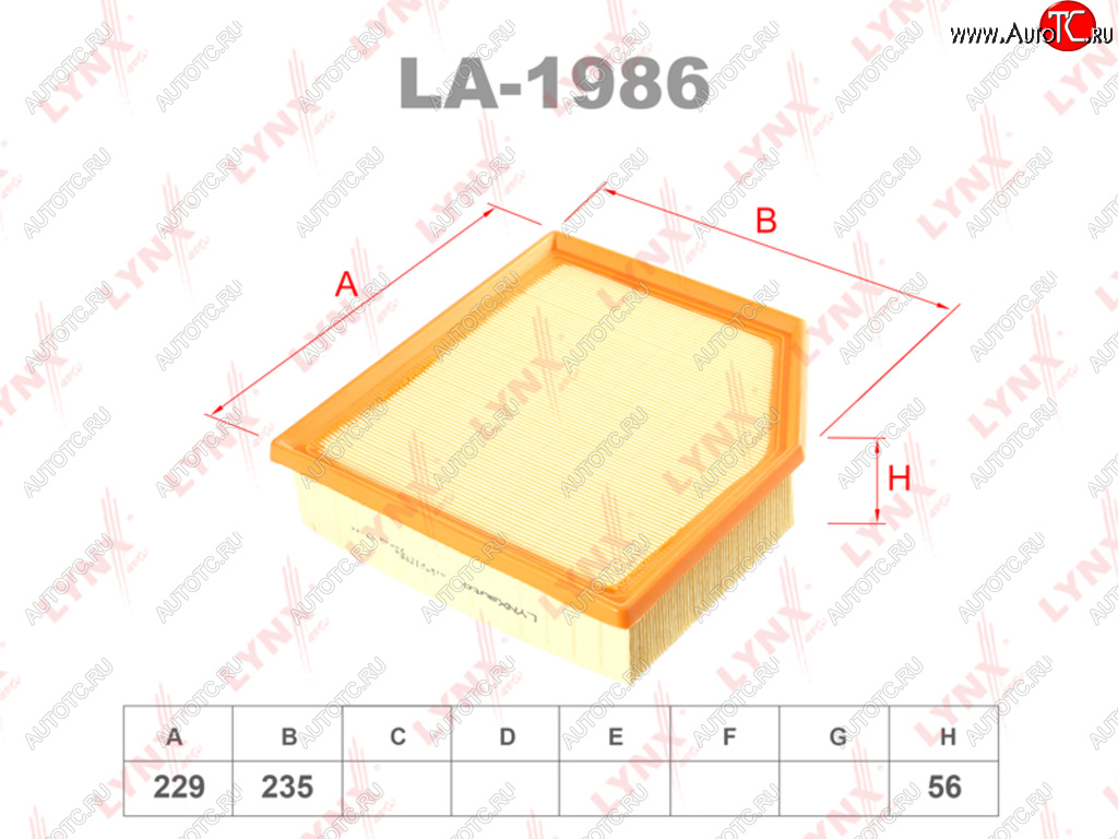 1 139 р. Фильтр воздушный TOYOTA Rav 4 (12-) LEXUS IS250 (13-) (2.2) LYNX LYNX la1986  с доставкой в г. Керчь