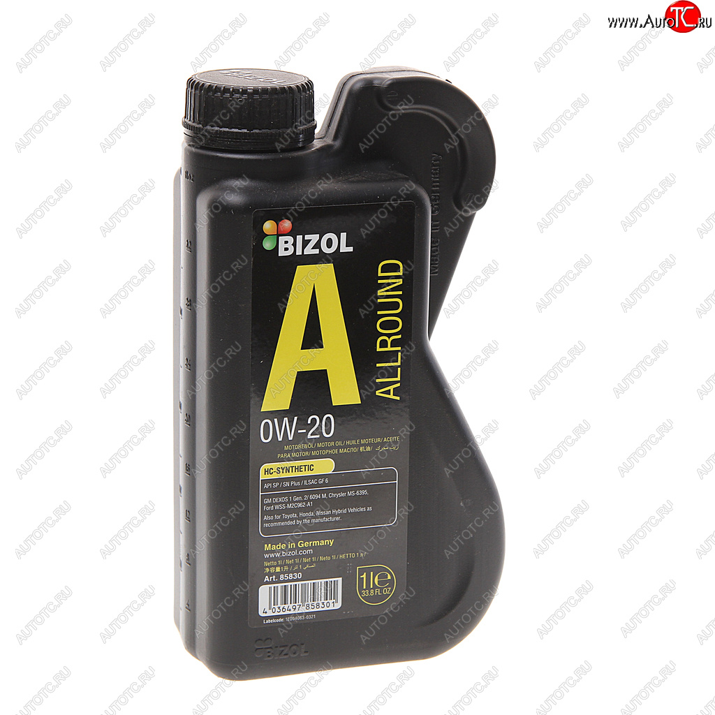 1 329 р. Масло моторное ALLROUND 0W20 синт.1л BIZOL BIZOL 85830  с доставкой в г. Керчь