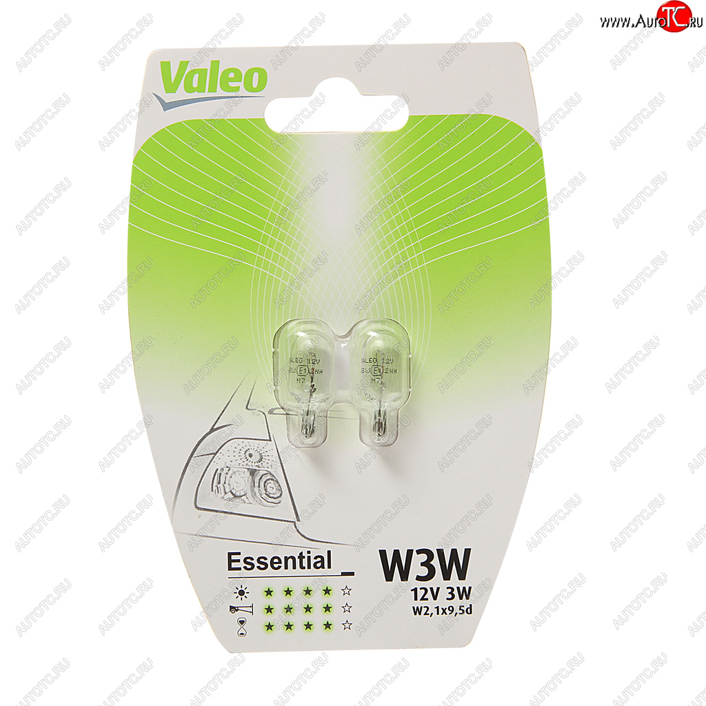 156 р. Лампа 12V W3W W2.1x9.5d блистер (2шт.) Essential VALEO VALEO 032114  с доставкой в г. Керчь