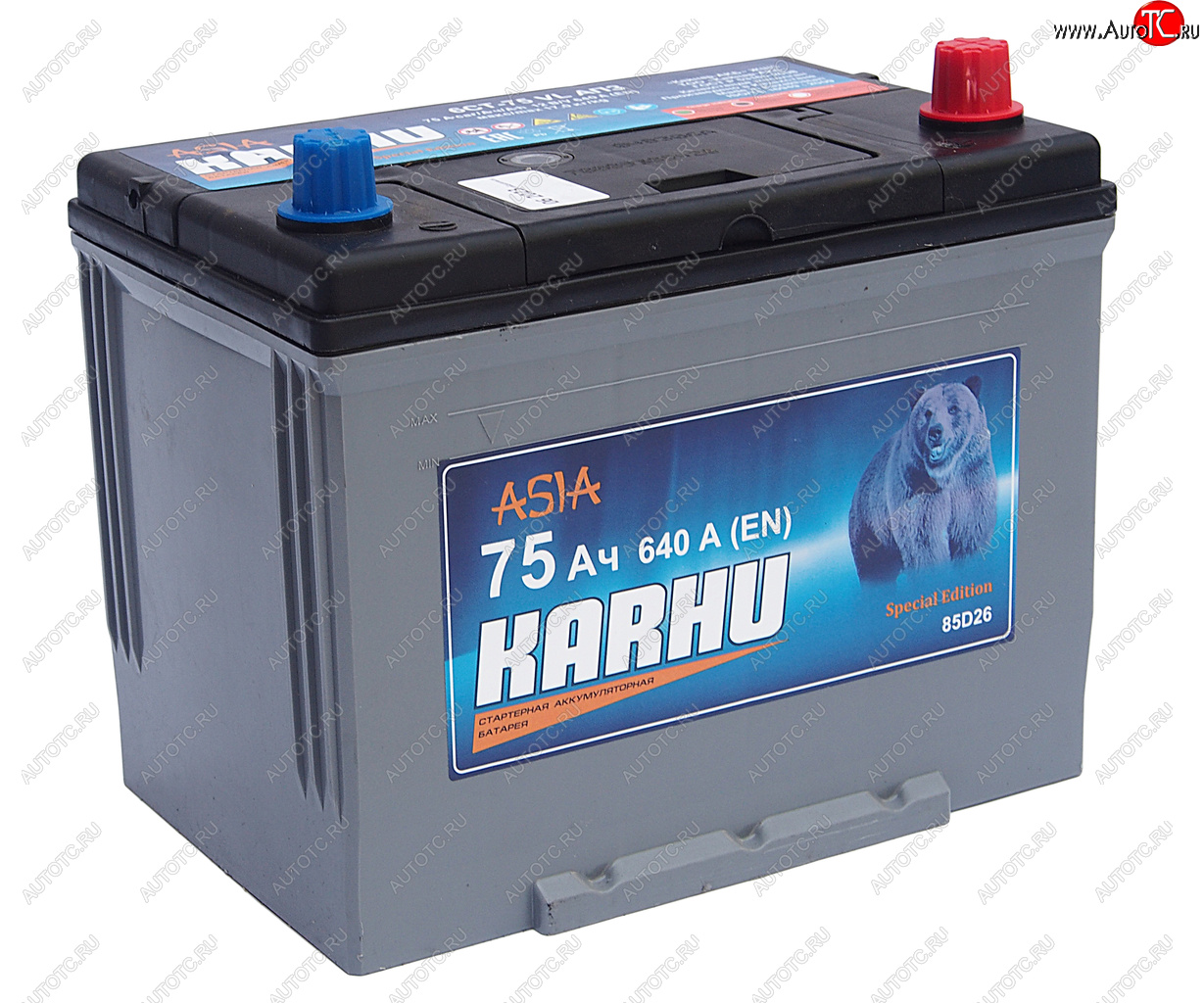 9 599 р. Аккумулятор KARHU Asia 75Ач обратная полярность KARHU 6ст75(0) 85d26l  с доставкой в г. Керчь