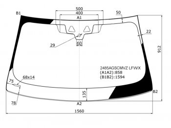 11 599 р. Стекло лобовое (Две камеры Датчик дождя Молдинг 4D SED5D WGN) BMW 5-Series 16-  M5 17-20 XYG 2485AGSCMVZ LFW/X  с доставкой в г. Керчь. Увеличить фотографию 1