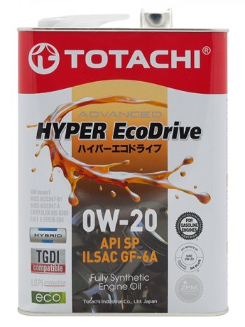 Масло моторное TOTACHI HYPER Ecodrive Fully Synthetic SPRCGF-6A 0W-20 4л TOTACHI E0104