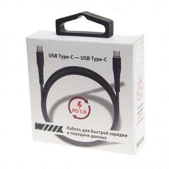 479 р. Кабель USB Type C-USB Type C 1м WIIIX WIIIX cb-712tc-tc(1.0)-chp-b  с доставкой в г. Керчь. Увеличить фотографию 2
