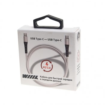 419 р. Кабель USB Type C-USB Type C 1м WIIIX WIIIX cb-712tc-tc(1.0)-chp-w  с доставкой в г. Керчь. Увеличить фотографию 2