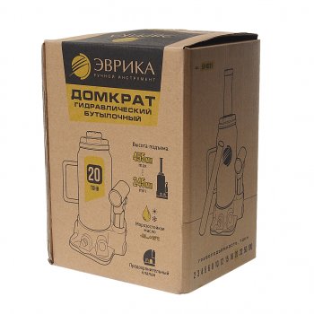 3 999 р. Домкрат бутылочный 20т 245-455мм с клапаном (ремкомплект) ЭВРИКА ЭВРИКА er-80201  с доставкой в г. Керчь. Увеличить фотографию 3