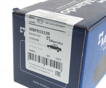 1 099 р. Колодки тормозные CITROEN C4 Picasso (06-) задние (4шт.) MANDO MANDO mbf015239 MANDO mbf015239  с доставкой в г. Керчь. Увеличить фотографию 3