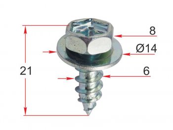 13 р. Саморез с шайбой TOYOTA/LEXUS (1 шт.) SAT ST-M12643, stm12643 SAT ST-M12643  с доставкой в г. Керчь. Увеличить фотографию 1