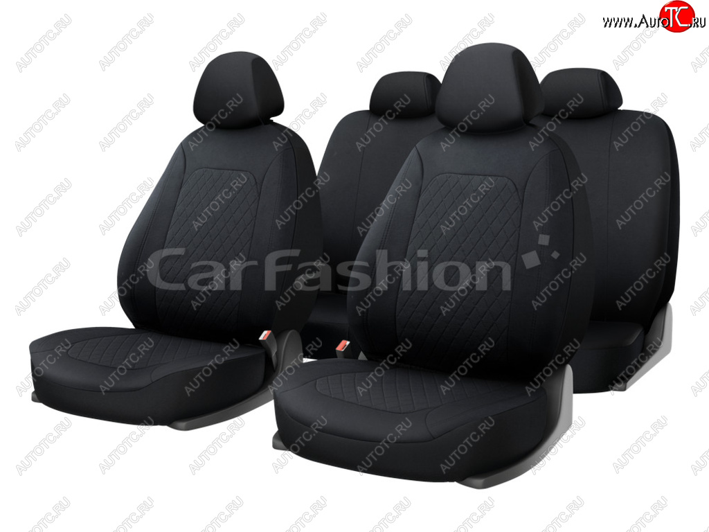 1 689 р. Авточехлы универсальные полиэстер черные (11 предм.) Cross CARFASHION CARFASHION 10127  с доставкой в г. Керчь