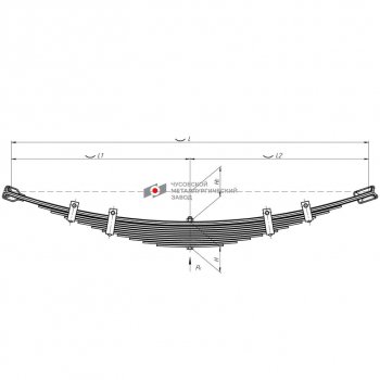 12 449 р. Рессора ГАЗ-53,3307,САЗ-356,3502,КАВЗ-685 передняя (12 листов) L=1225мм ЧМЗ ЧМЗ 53-2902012-02  с доставкой в г. Керчь. Увеличить фотографию 1