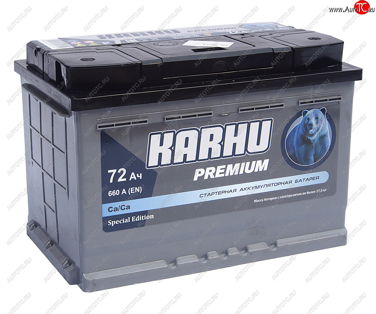 7 449 р. Аккумулятор KARHU Premium 72А/ч обратная полярность KAINAR 6ст72(0) KAINAR 6ст72(0)  с доставкой в г. Керчь