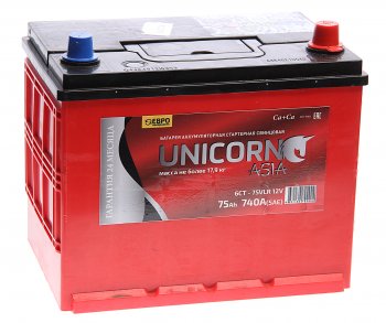Аккумулятор UNICORN Asia 75Ач обратная полярность UNICORN 6ст75(0) d26l
