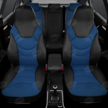 9 249 р. Авточехлы универсальные экокожа черно-синие комплект Recaro AVTOLIDER AVTOLIDER urek31-0303  с доставкой в г. Керчь. Увеличить фотографию 2
