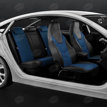 9 249 р. Авточехлы универсальные экокожа черно-синие комплект Recaro AVTOLIDER AVTOLIDER urek31-0303  с доставкой в г. Керчь. Увеличить фотографию 4