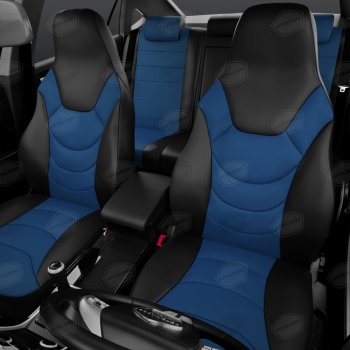 9 249 р. Авточехлы универсальные экокожа черно-синие комплект Recaro AVTOLIDER AVTOLIDER urek31-0303  с доставкой в г. Керчь. Увеличить фотографию 1