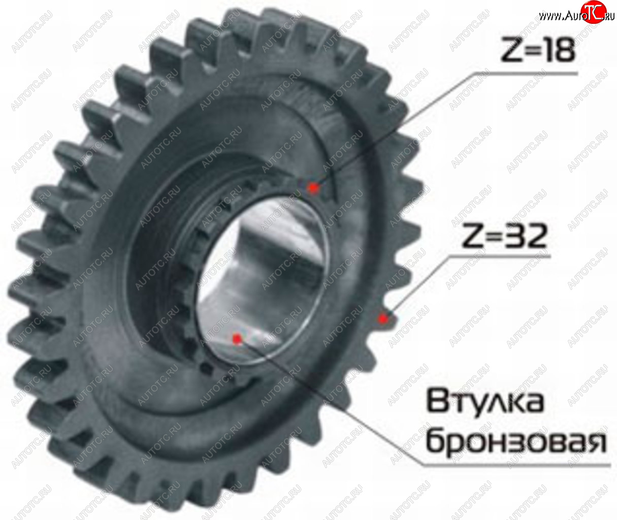 5 249 р. Шестерня КПП МТЗ вала 1-ой передачи и заднего хода Z=32 в сборе РУП МЗШ Минский завод шестерен 70-1701224  с доставкой в г. Керчь