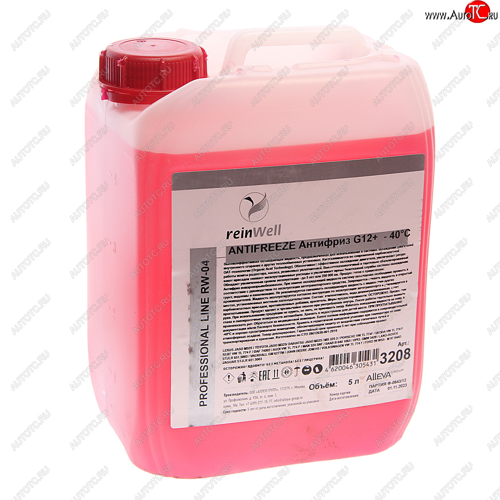 1 179 р. Антифриз красный -40C 5л G12+ REINWELL REINWELL 3208  с доставкой в г. Керчь