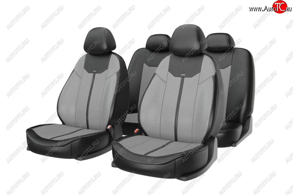 3 999 р. Авточехлы универсальные экокожа черно-серые (11 предм.) Mustang CARFASHION CARFASHION 10032  с доставкой в г. Керчь