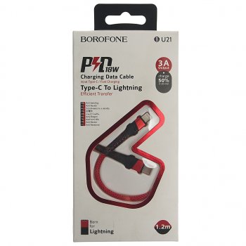 439 р. Кабель iPhone (5-)-USB Type C 1м красный BOROFONE BOROFONE bu21 red  с доставкой в г. Керчь. Увеличить фотографию 2