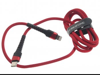 439 р. Кабель iPhone (5-)-USB Type C 1м красный BOROFONE BOROFONE bu21 red  с доставкой в г. Керчь. Увеличить фотографию 1