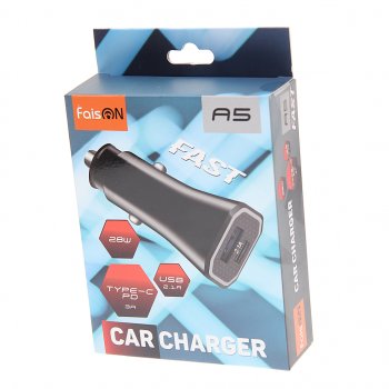 449 р. Устройство зарядное в прикуриватель 1USB + 1 Type C 12V FAISON FAISON a5 black  с доставкой в г. Керчь. Увеличить фотографию 3