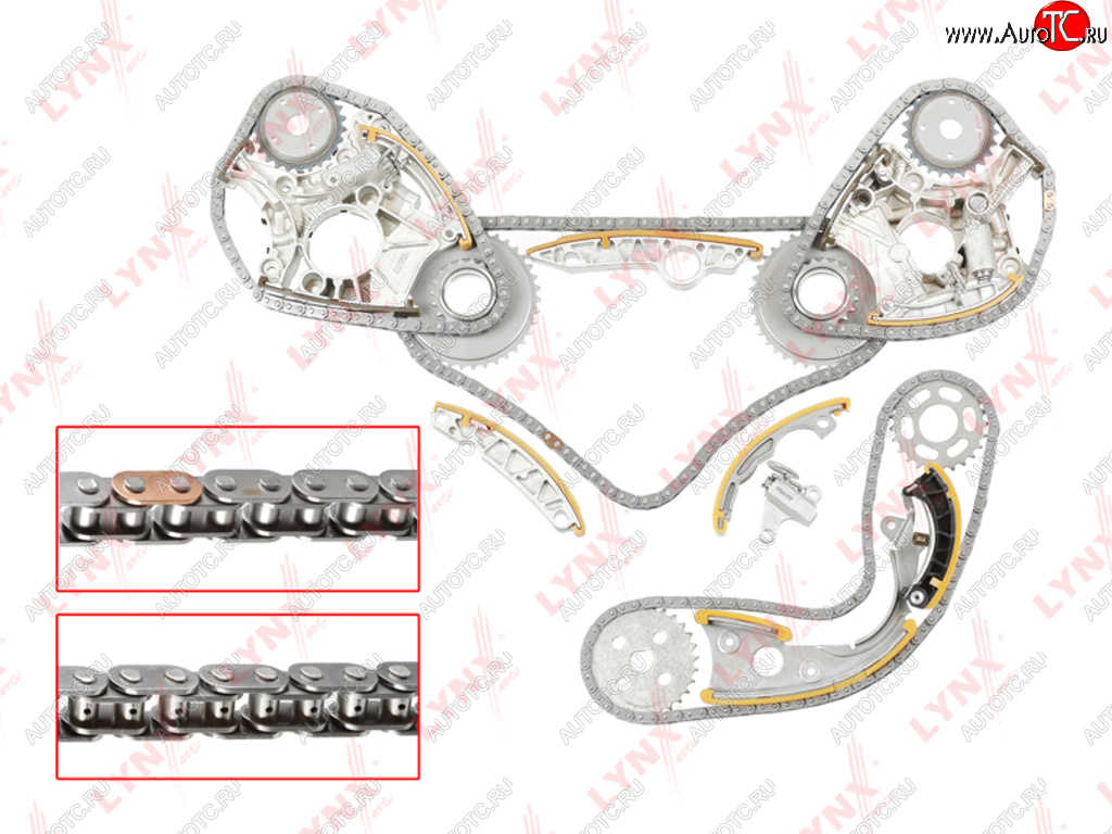 36 599 р. Комплект цепи ГРМ AUDI A4 (2.43.2) (4 цепи+4 башмака натяж+8 успокоит+3 натяж+6 звезд) LYNX LYNX tk0126  с доставкой в г. Керчь