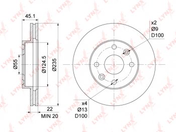 2 199 р. Диск тормозной KIA Rio (00-05) (1.31.5) передний (1шт.) LYNX LYNX bn1061  с доставкой в г. Керчь. Увеличить фотографию 1