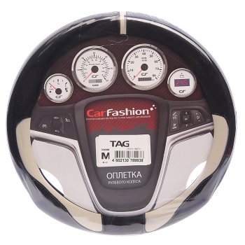 1 059 р. Оплетка руля (M) 37-39см черно-белая экокожа Tag CARFASHION CARFASHION 31608  с доставкой в г. Керчь. Увеличить фотографию 1