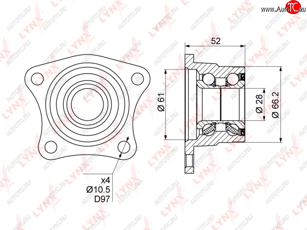 2 789 р. Подшипник ступицы TOYOTA Corolla (87-92) задней LYNX LYNX wb1024  с доставкой в г. Керчь