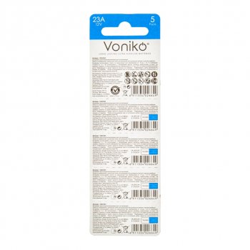 56 р. Батарейка A23 12V (пульт сигнализации) блистер 5шт. (цена за 1шт.) Alkaline Ultra VONIKO VONIKO v-23aбл  с доставкой в г. Керчь. Увеличить фотографию 2