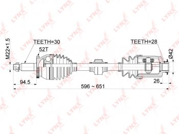 20 499 р. Привод HYUNDAI Santa Fe (12-) KIA Sorento (12-) (2.4) (4WD) колеса переднего правый АКПП LYNX LYNX cd1061a  с доставкой в г. Керчь. Увеличить фотографию 3