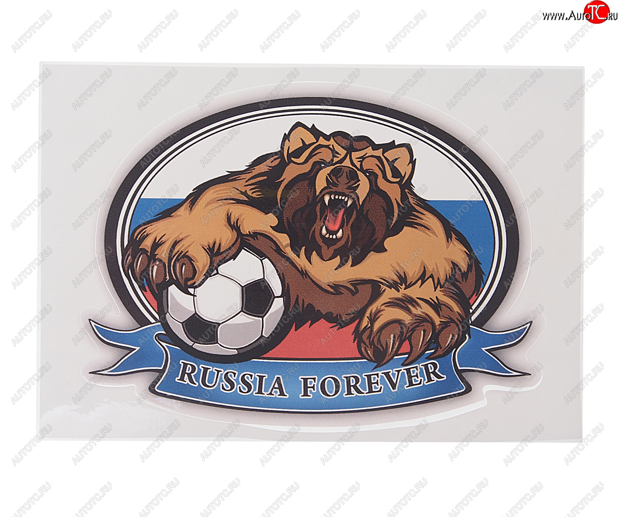 44 р. Наклейка виниловая вырезанная RUS-флаг медведь forever 10х14см полноцветная AUTOSTICKERS AUTOSTICKERS 06812  с доставкой в г. Керчь