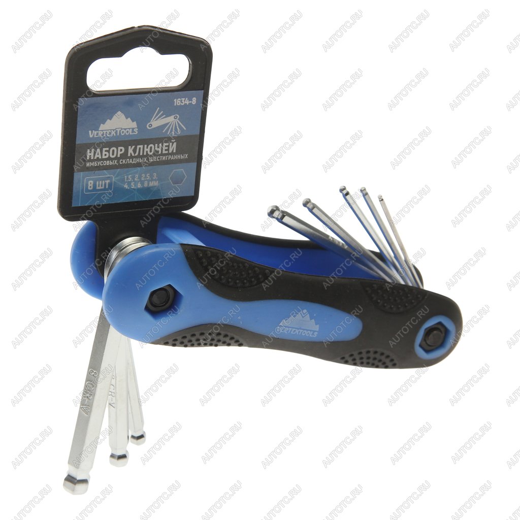 499 р. Набор ключей шестигранных 1.5-8мм складной 8 предметов VERTEXTOOLS VERTEXTOOLS 1634-8  с доставкой в г. Керчь