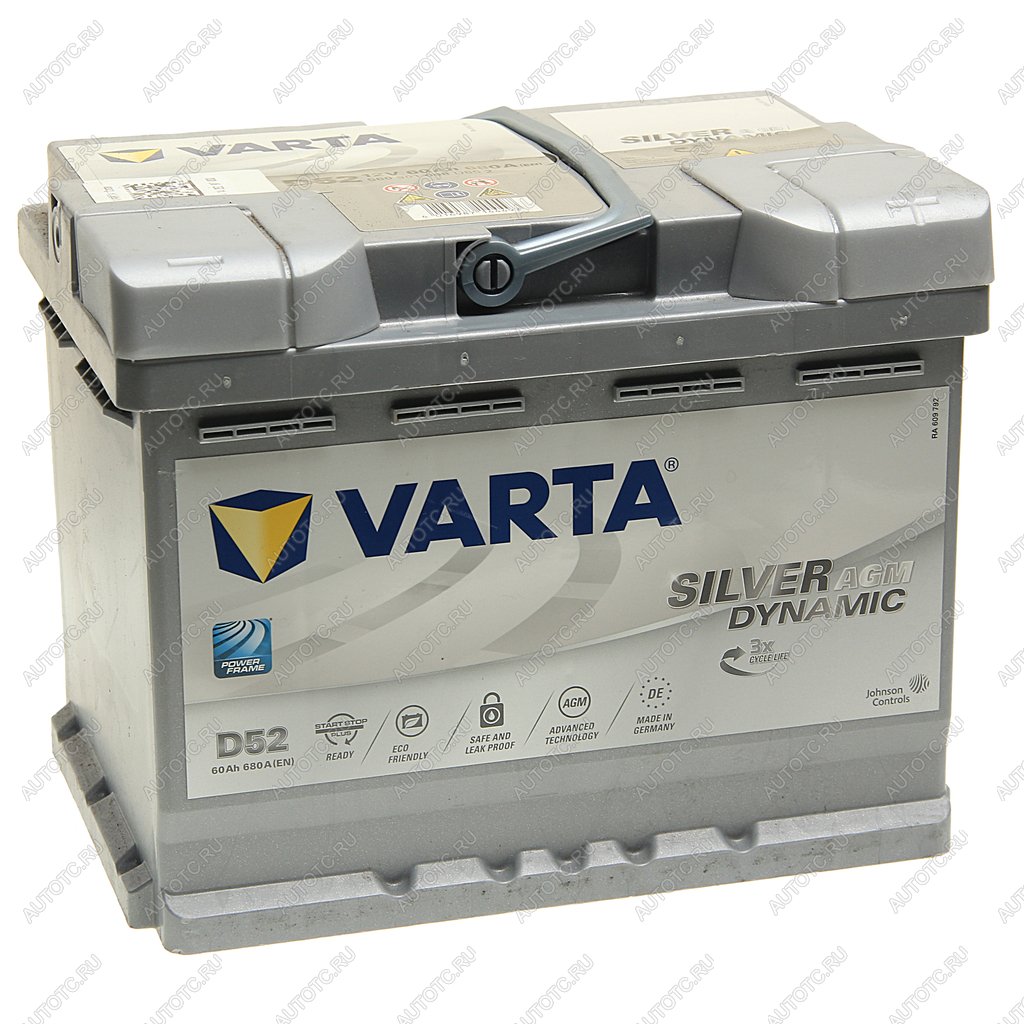 22 999 р. Аккумулятор VARTA Silver Dynamic AGM 60Ач обратная полярность VARTA 6ст60(0) d52 (a8)  с доставкой в г. Керчь