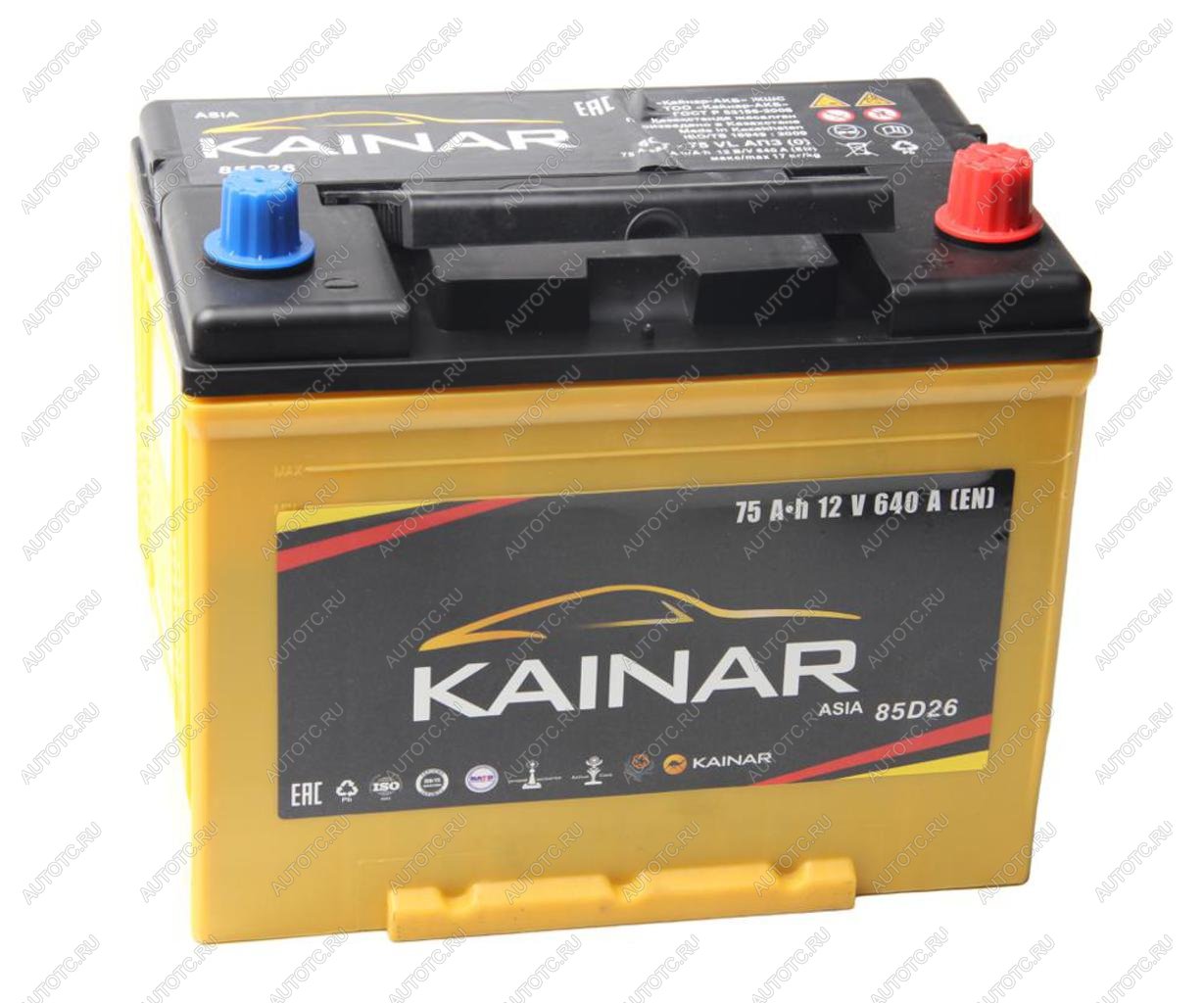 9 699 р. Аккумулятор KAINAR Asia 75Ач обратная полярность KAINAR 6ст75(0) 85d26l  с доставкой в г. Керчь