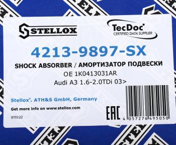 4 699 р. Амортизатор VW Golf 5,6,Passat AUDI A3 SKODA Octavia,Yeti передний левыйправый (d=50мм) STELLOX STELLOX 4213-9897-sx  с доставкой в г. Керчь. Увеличить фотографию 4