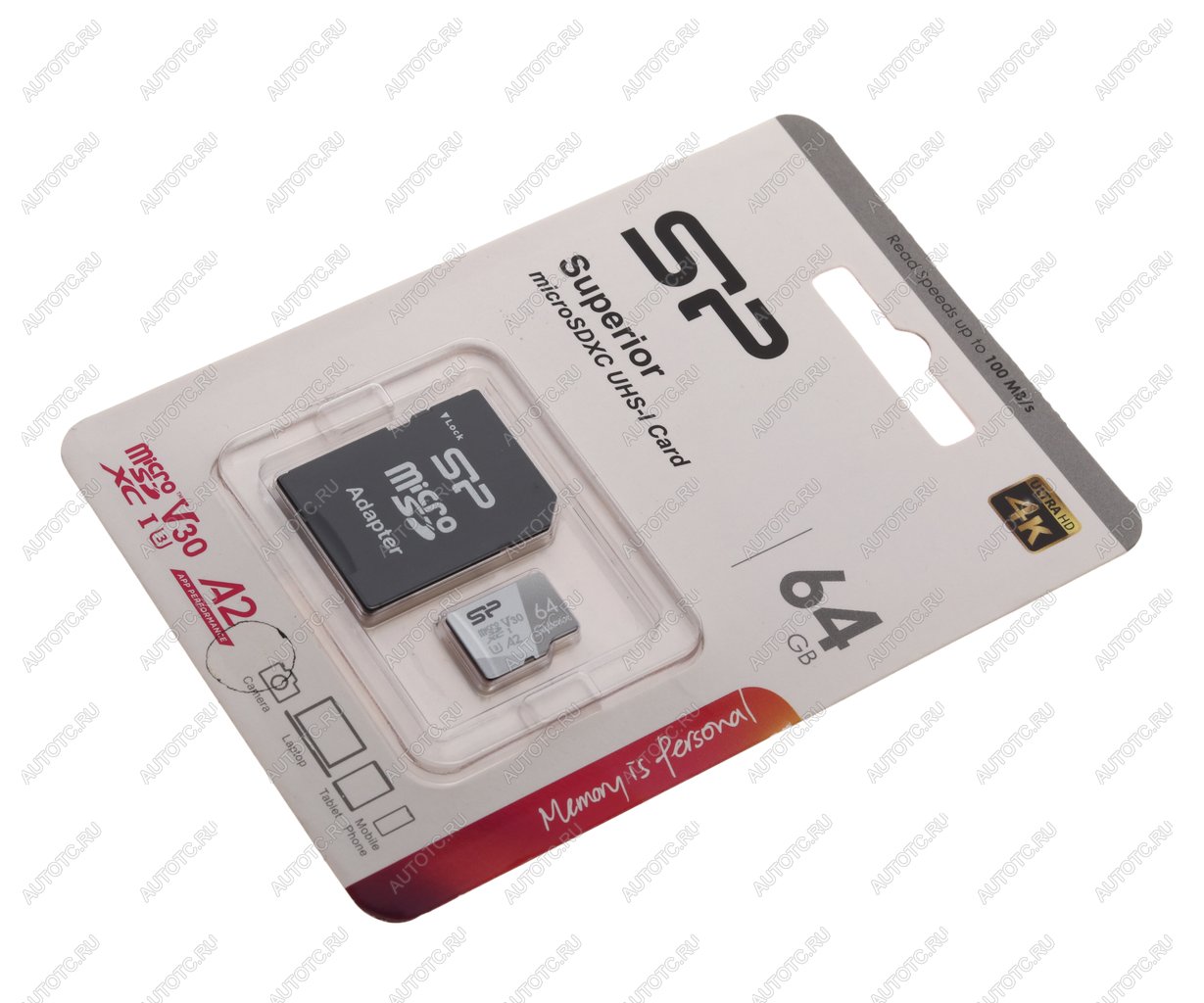 549 р. Карта памяти 64GB MicroSD class 10 + SD адаптер SILICON POWER SILICON POWER sp064gbstxda2v20sp  с доставкой в г. Керчь