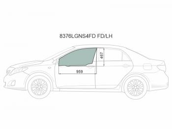 Стекло боковое опускное (Спереди Слева Цвет зеленый Крепления) Toyota Corolla (E150) 06-13  Coro XYG 8376LGNS4FD FD/LH