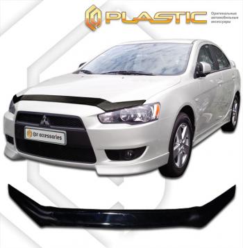 2 099 р. Дефлектор капота CA-Plastic Mitsubishi Lancer 10 CY седан дорестайлинг (2007-2010) (серия Classic черный)  с доставкой в г. Керчь. Увеличить фотографию 2