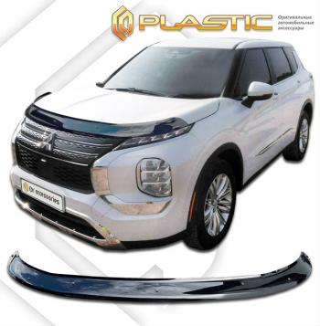3 099 р. Дефлектор капота CA-Plastic exclusive Mitsubishi Outlander GF 3-ий рестайлинг (2018-2022) (серия Classic черный)  с доставкой в г. Керчь. Увеличить фотографию 2