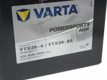 9 649 р. Аккумулятор VARTA MOTO AGM 18Ач VARTA 6ст18 518 902 026 (ytx20-4(bs))  с доставкой в г. Керчь. Увеличить фотографию 2