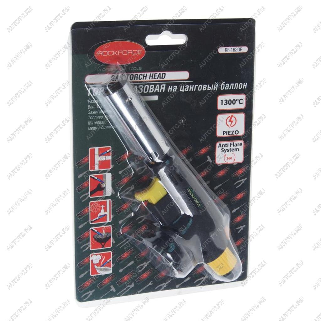 849 р. Горелка газовая под цанговый баллон с пьезоподжигом ROCKFORCE ROCKFORCE rf-162gb ROCKFORCE rf-162gb  с доставкой в г. Керчь