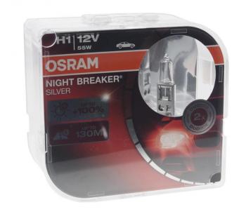 1 089 р. Лампа 12V H1 55W P14.5s +100% бокс (2шт.) Night Breaker Silver OSRAM OSRAM 64150nbs-hcb  с доставкой в г. Керчь. Увеличить фотографию 1
