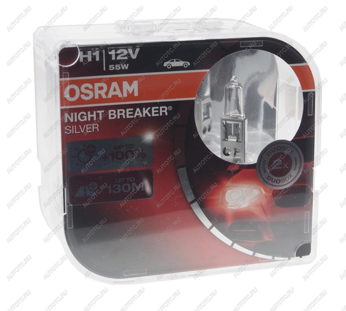 1 089 р. Лампа 12V H1 55W P14.5s +100% бокс (2шт.) Night Breaker Silver OSRAM OSRAM 64150nbs-hcb  с доставкой в г. Керчь