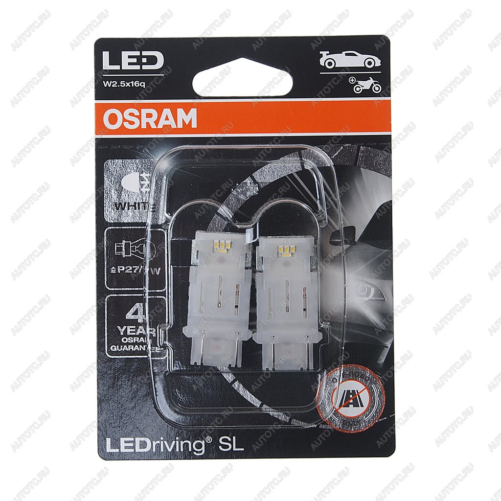 1 769 р. Лампа светодиодная 12V P277W W2.5х16q 6000K блистер (2шт.) LEDriving SL OSRAM OSRAM 3157dwp-02b  с доставкой в г. Керчь