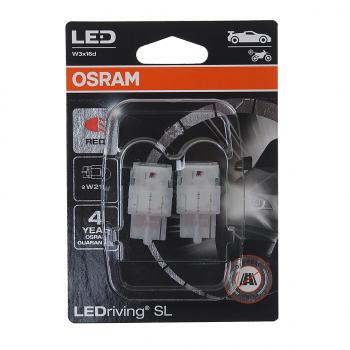 1 499 р. Лампа светодиодная 12V W21W W3x16d блистер (2шт.) LEDriving SL Red OSRAM OSRAM 7505drp-02b  с доставкой в г. Керчь. Увеличить фотографию 1